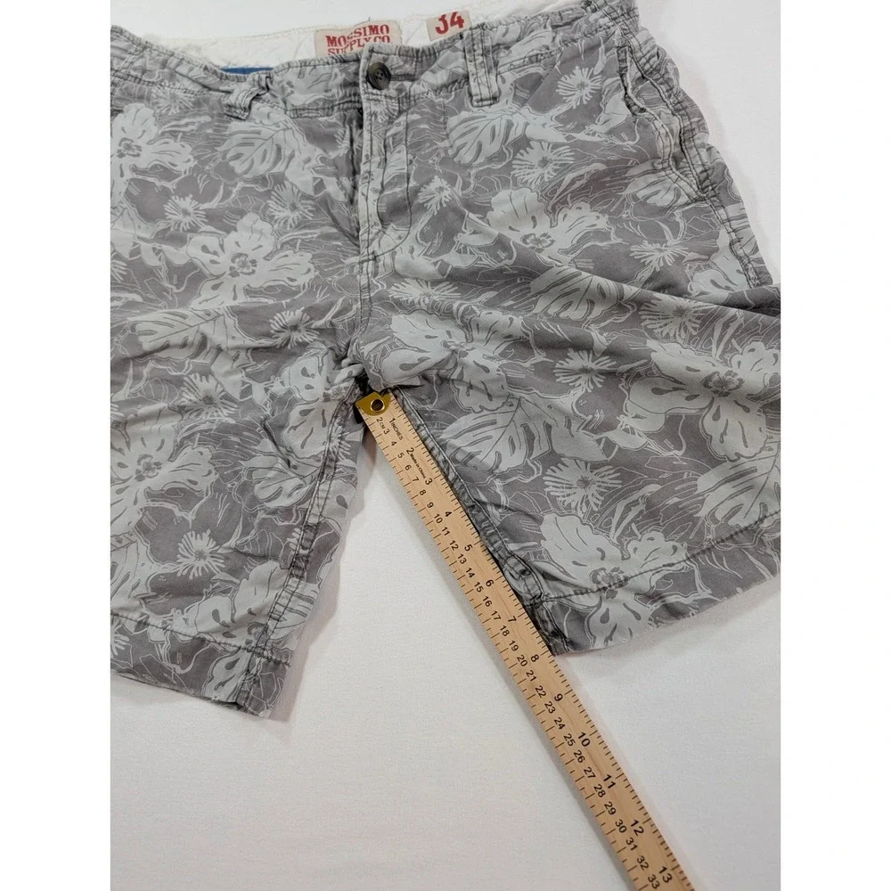 Mossimo Supply Co Mens Grey Floral Hibiscus Tropical Cargo Shorts Size 34